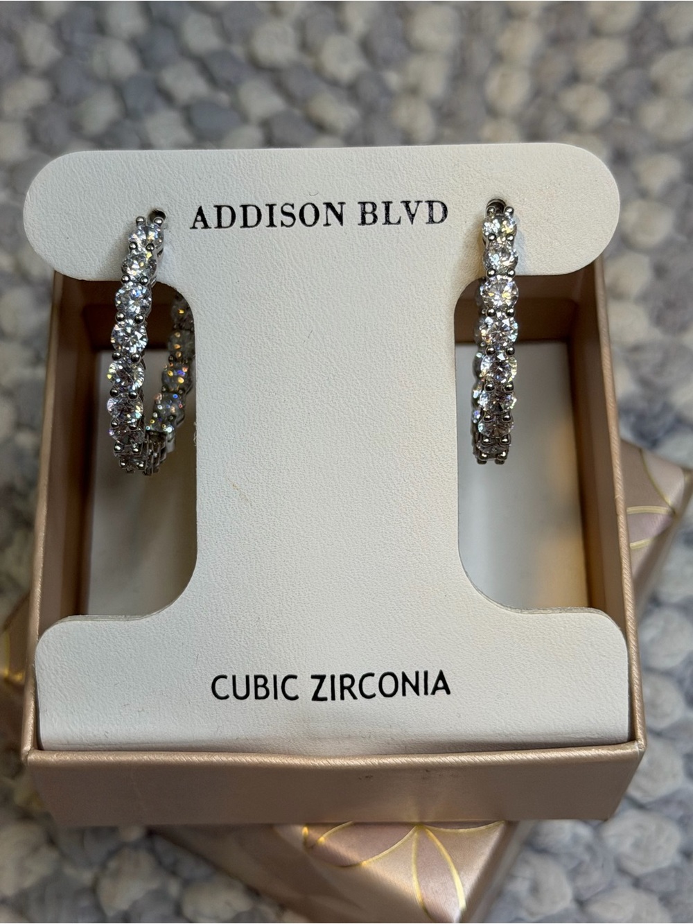 Addison Blvd Silver Cubic Zirconia Hoop Earrings - Clear Crystal